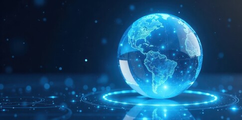 Fototapeta premium White futuristic sphere with glowing blue lights, abstract, design