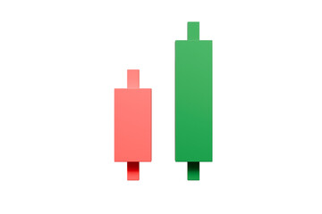 3d Candlestick Growth stock diagram graph icon. Business investment market trade exchange analysis chart and economy finance report ticker candlestick isolated on transparent background. 3d render.