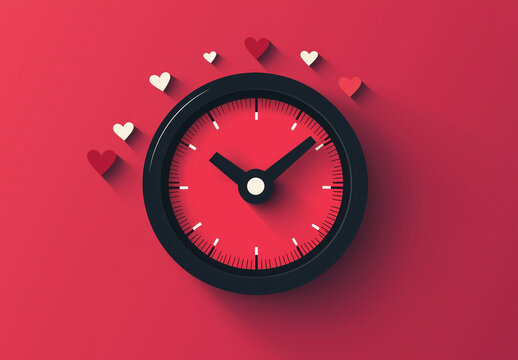 red clock for rose day and valentine