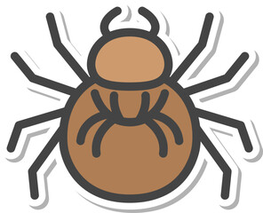 ステッカー風ミニ昆虫の単品アイコン　ダニ