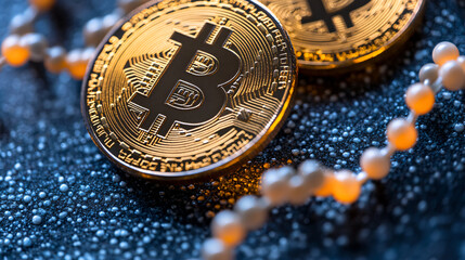 Integration blockchain biotechnology concept Bitcoin coin DNA strand futuristic capsule innovation data security biotech evolution wallpaper industry advertising medical macro money finance plant cell