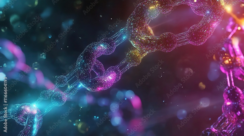 Poster colorful digital blockchain network concept with connection nodes