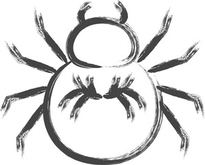 筆書きミニ昆虫の単品アイコン　ダニ