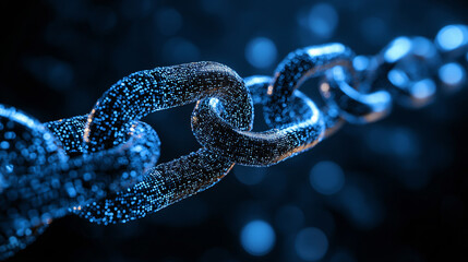 Abstract depiction blockchain technology digital renaissance interconnected glowing chains vibrant neon lighting futuristic data visual ai bond connection advertising wallpaper marketing promotion