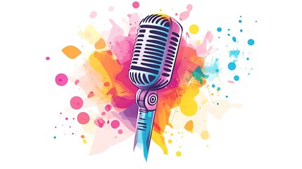 Dynamic microphone artwork creative design colorful background