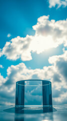 Obraz premium glass cylinder reflecting a sunny sky
