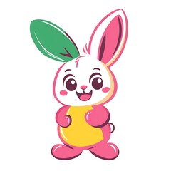 Obraz premium Colorful digital art playful bunny character in a cheerful world