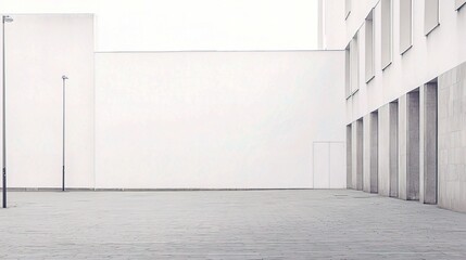 Obraz premium Empty Urban Street with White Building in the Background