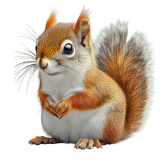 Fototapeta premium A realistic illustration of a cute squirrel standing on its hind legs.