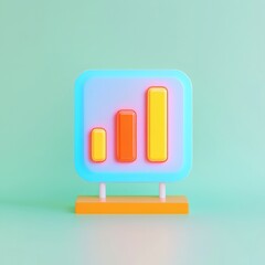 academic illustrations diagram concept. Colorful bar graph icon on a pastel background representing data growth and analytics.