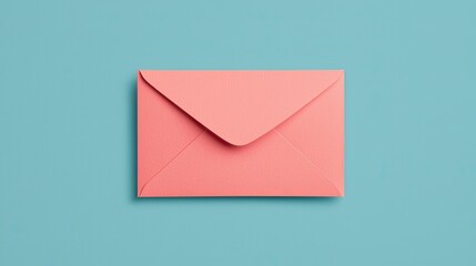 A simple pink envelope rests on a light blue background, showcasing a minimalistic and modern design suitable for various correspondence uses.