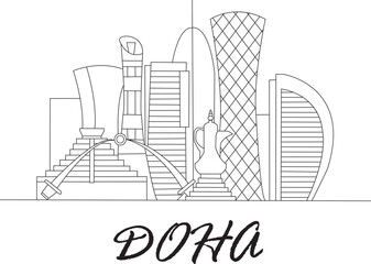Doha City Line Draw Simple Minimalist 