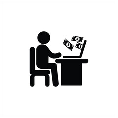 A businessman sitting at a desk reading a newspaper with a laptop and computer in an office setting, illustrated in a 3D vector cartoon style