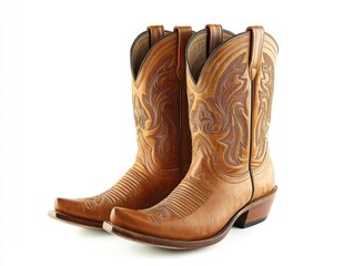 Cowboy Boots on White Background