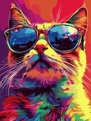 Naklejka premium Cat with Sunglasses