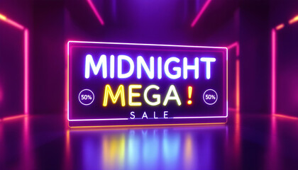 Obraz premium mignight mega sale neon glow in the dark background