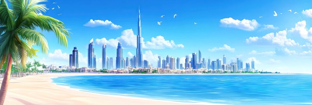 dubai, animated cartoon illustration