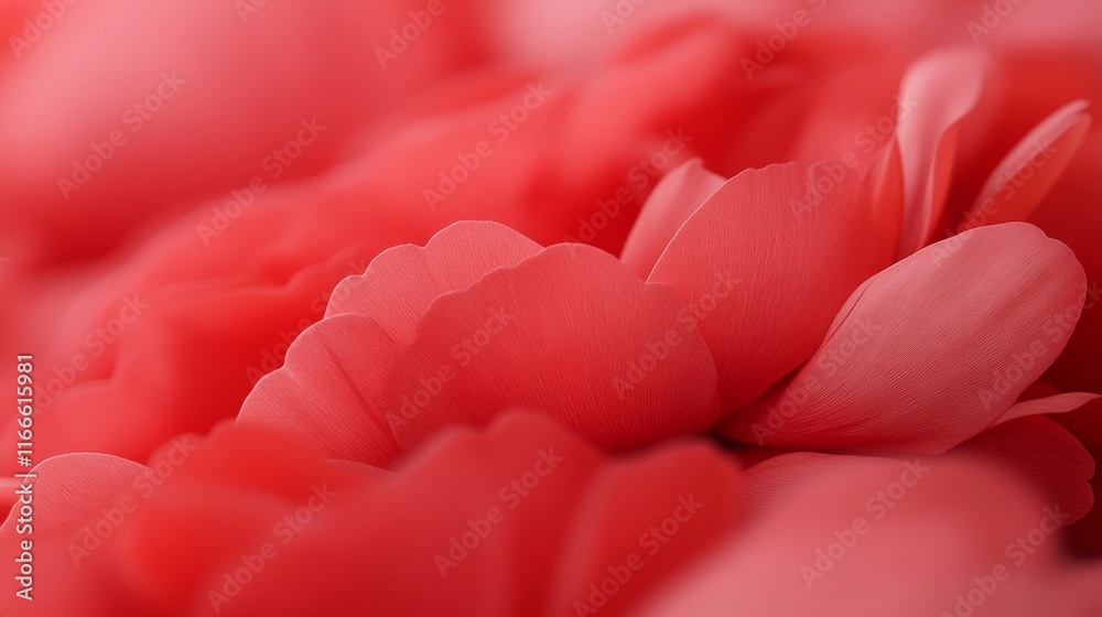 Poster close-up of vibrant red petals in soft focus capturing springtime elegance