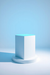 white cube on circular platform