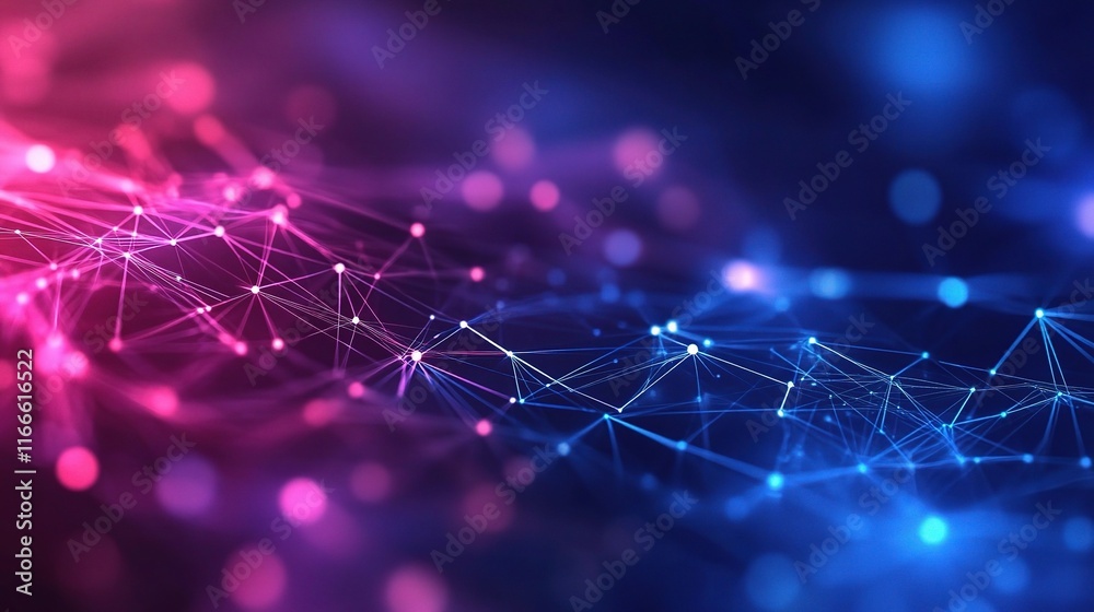Poster digital interconnectivity: a vibrant abstract background image showcasing a dynamic network of inter