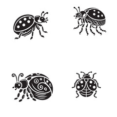 Delicate Silhouette of a Ladybug Showcasing Detailed Patterns in Monochrome"