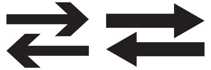Direction arrows for transfer icon set, sync . Transfer arrows outline icon. linear style sign for mobile concept and web design. Left right arrows simple line vector icon. Symbol, logo illustration.