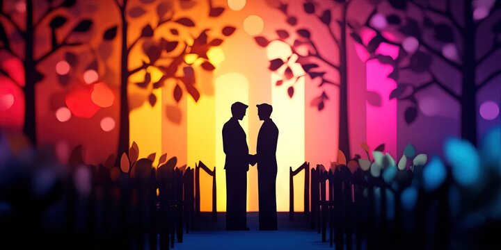 2D animation lgbtq wedding, ceremony 