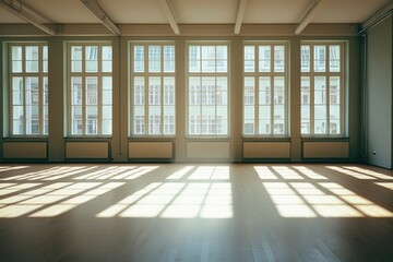 Fototapeta premium Empty Room with Many Windows
