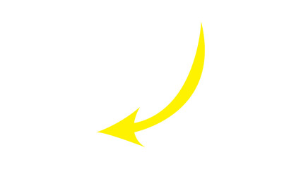 A thick, bright yellow curved arrow pointing downward provides a visible directional indicator or flowchart element isolated on a white background.