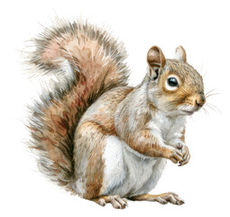 Fototapeta premium PNG Detailed watercolor squirrel illustration