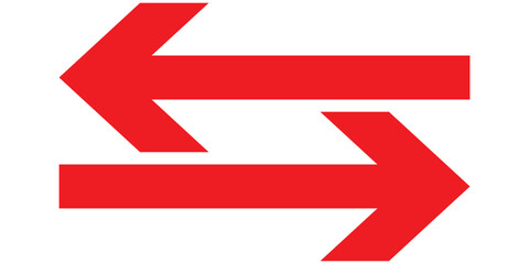 Double ended red arrow vector design for website, app and logo design. Dual sided red arrow vector, icon, silhouette design. Vector illustration of duel side arrow