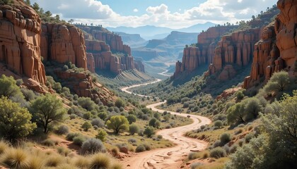 Stunning Scenic Drive Through Red Rock Canyon - Breathtaking Desert Landscape