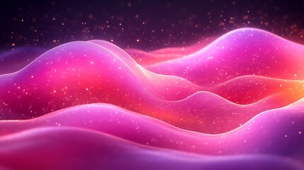 Abstract Pink And Purple Wave With Glittering Particles