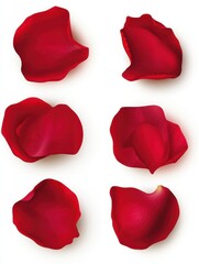 Fototapeta premium Red rose petals on a white background with copy space for your text Valentine s Day theme
