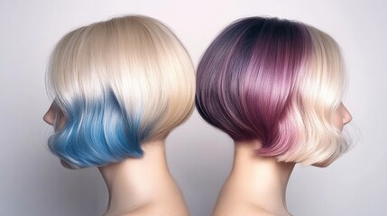 Ombre bob short hairstyle. Beautiful hair coloring woman. Fashion Trendy haircut. Blond model with short shiny hairstyle