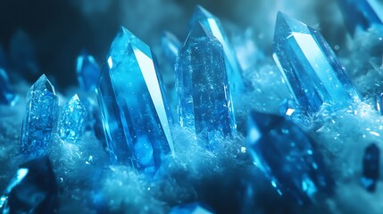 Blue crystals of quartz. close up macro photography