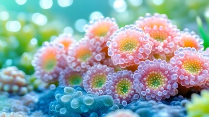 Delicate pastel flowers bloom in a vibrant garden