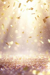 Obraz premium Golden Confetti Celebration Background: Sparkling Glitter and Festive Joy