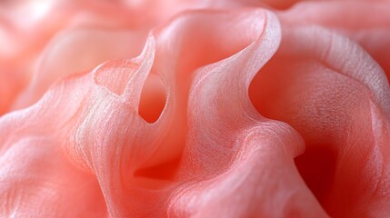 Abstract Coral Fabric Draped Softly Creating Gentle Curves