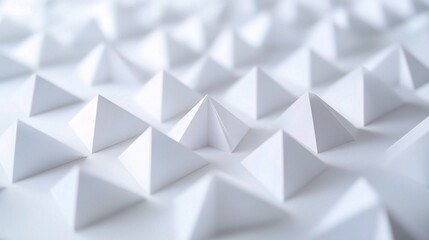 Fototapeta premium Clean 3D Triangular Geometric Paper Background in White Color Tone
