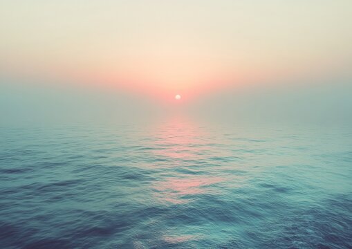 Serene Pastel Sunrise Over Calm Sea Abstract South Korean Coastal Landscape