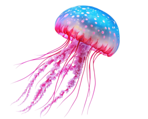 Isolated Colorful Jellyfish Swimming