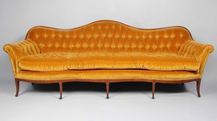 Vintage Mustard Yellow Velvet Sofa - Exquisite Home Decor