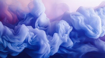 Fototapeta premium A soft, abstract background with a gradient of blue, purple, and white, resembling clouds or fog.