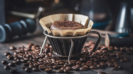Crafted Coffee Brewing Setup with Ground Coffee