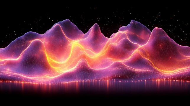 Abstract glowing landscape digital art vibrant colors