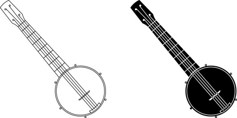 Banjo ukulele also known as the banjolele icon set