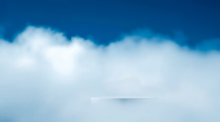 elevated white cylinder blue fog