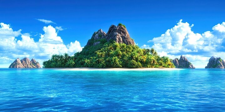 tropical island in the blue ocean - Powered by Adobe