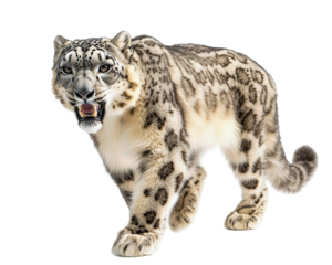 Isolated Snow Leopard Walking